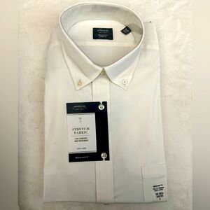 Men’s Arrow Regular-Fit Stretch Spread White Collar Dress Shirt, L-34/35